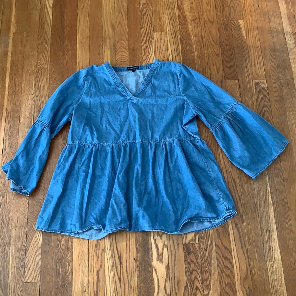 Lane Bryant denim peasant top